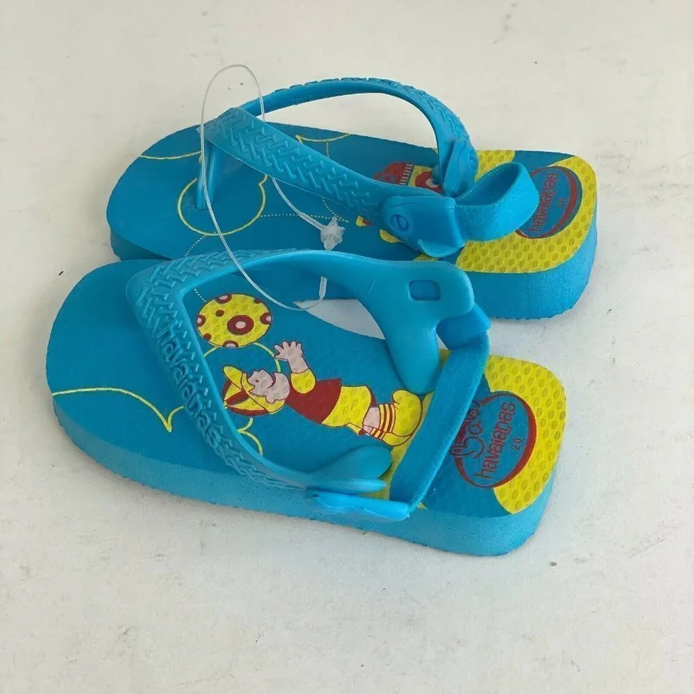 Havaianas Toddler Kids Flip Flops Thong‎ Beach Slipper With Garter Blue 6C NWOT